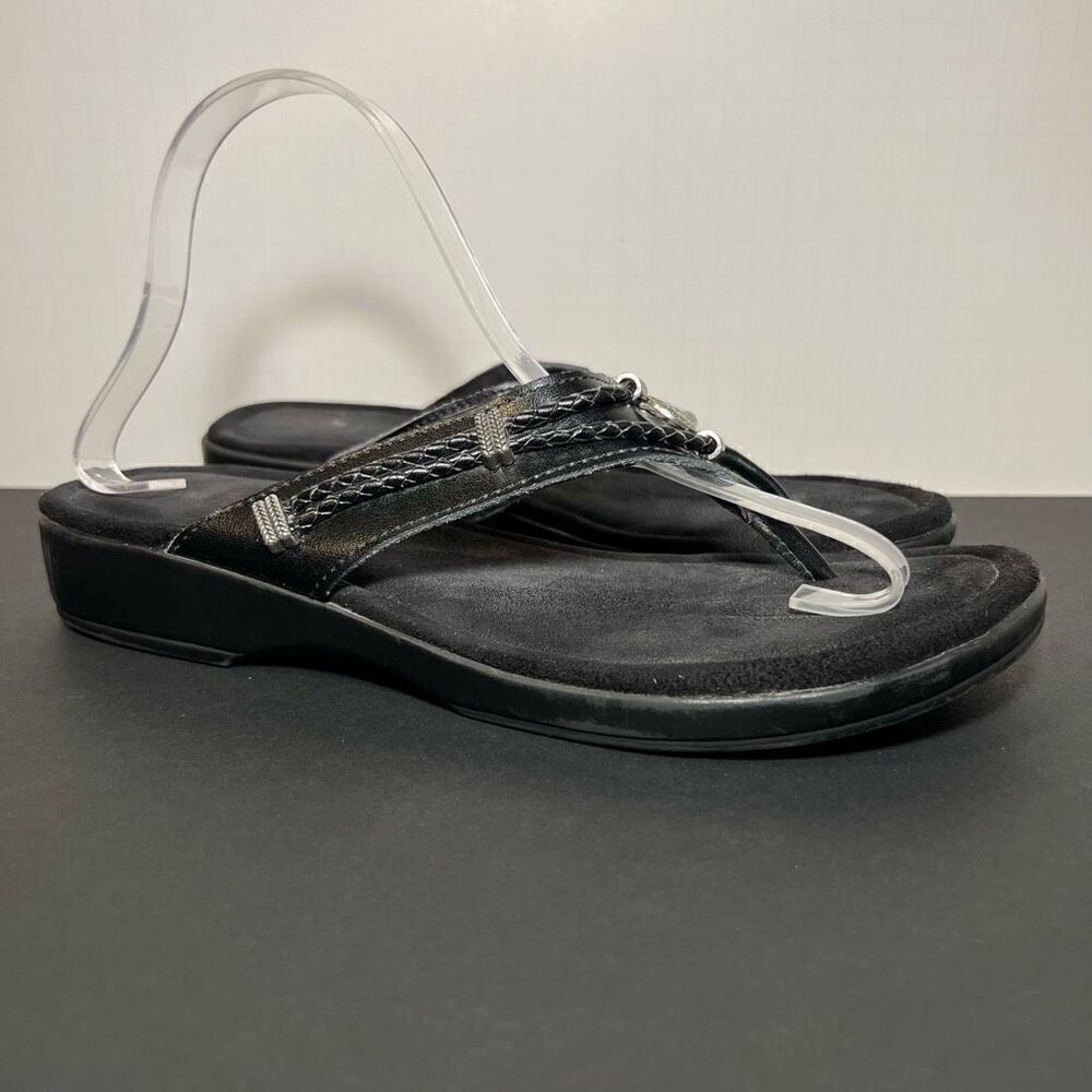 Womens MINNETONKA Silverbay Black Flip Flop Sandals / Size 10